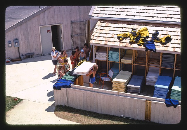 Photo:Seaside Heights New Jersey 1978 Water Slide Beach Resort Towel Stand
