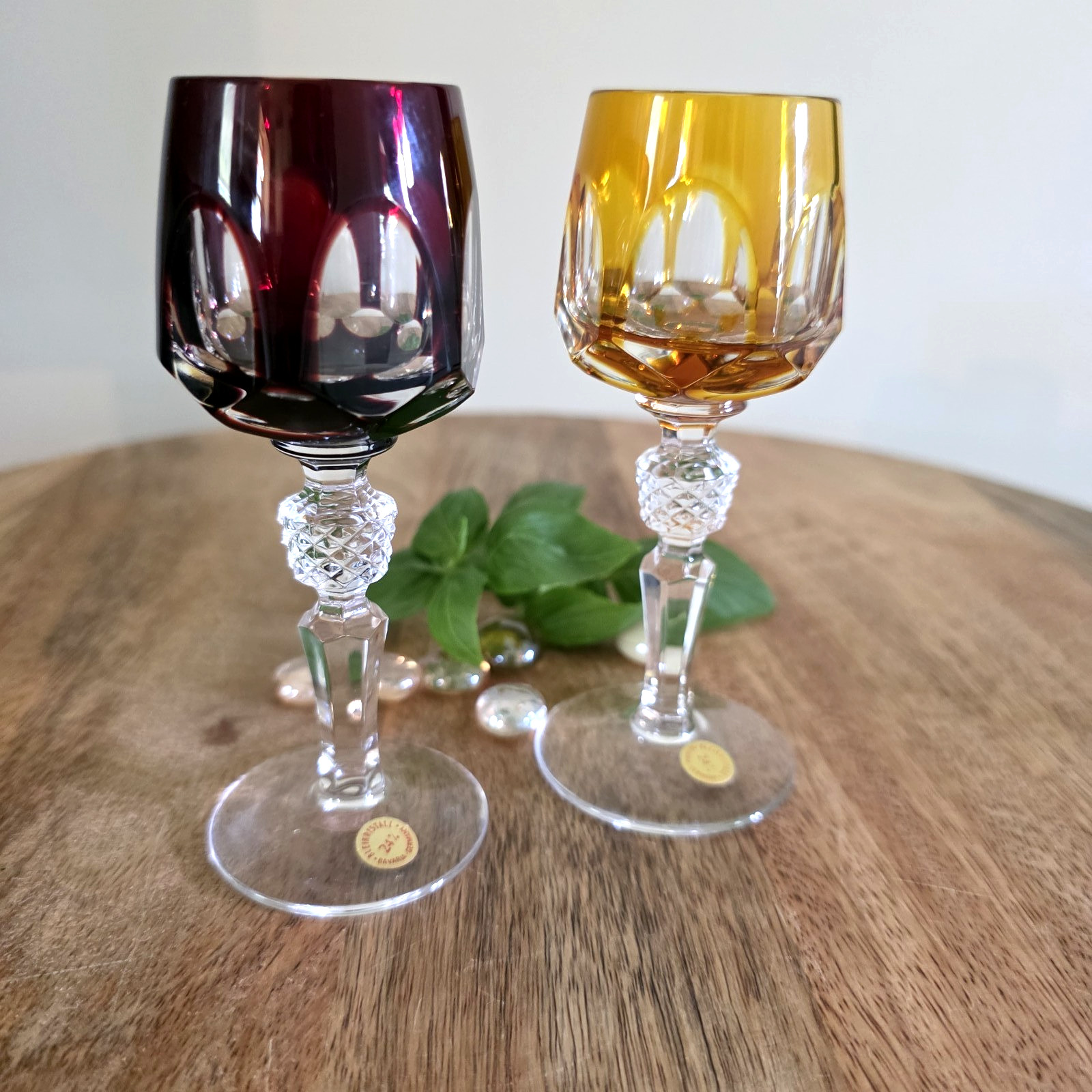 Pair of Vintage Nachtmann Bleikristall Cut Crystal  Rare Cordial Glasses  4.75\
