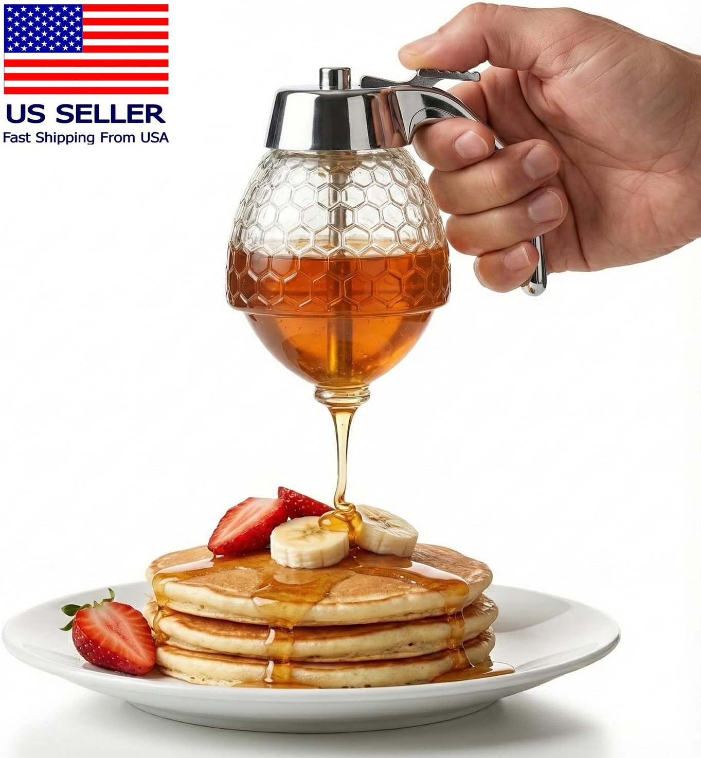 1 Pack Shatterproof Honey Dispenser No Drip with Stand, Clear Syrup Dispenser fo 1 Pack Shatterproof Honey Dispenser No Drip with Stand, Clear Syrup Dispenser fo