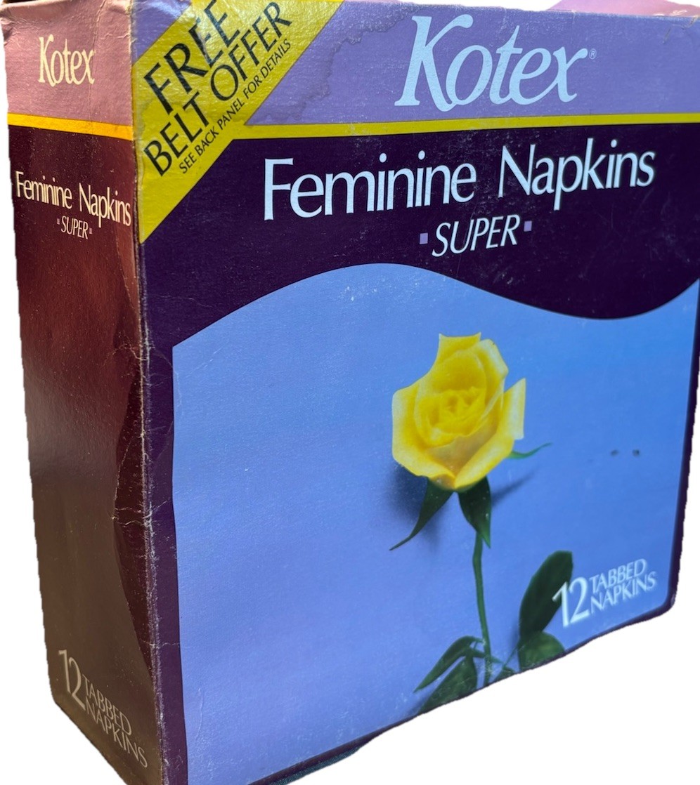 Vintage 1980s Kotex Super Feminine Napkins Opened Damaged Box 8 Pads Asis  