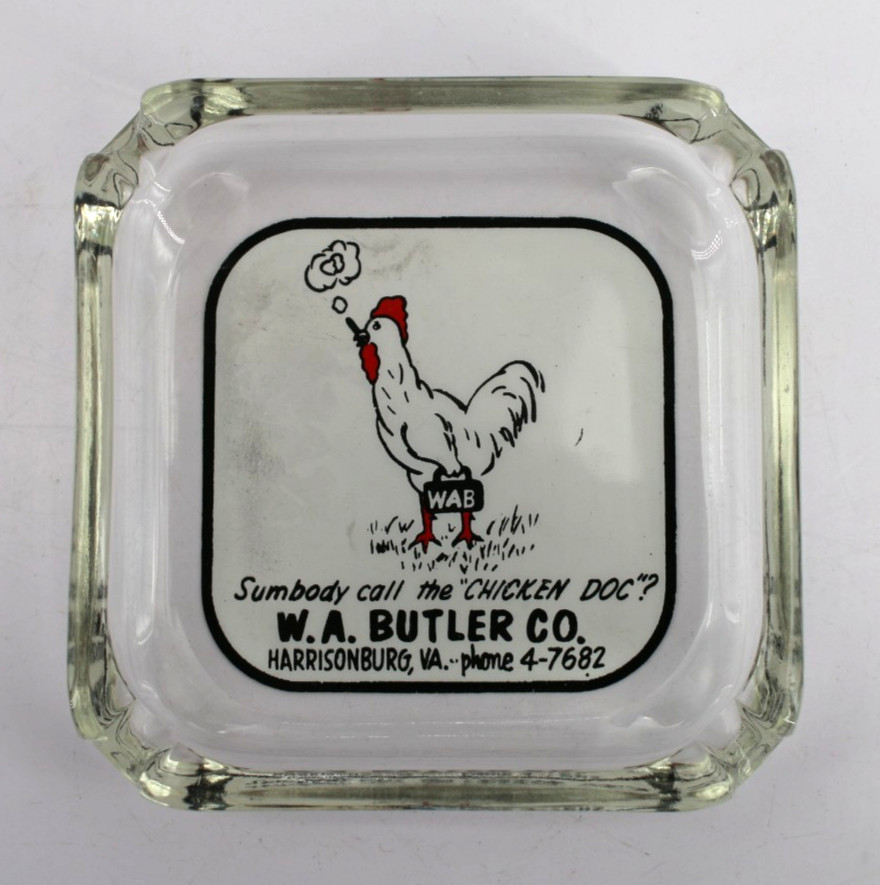 Vintage Marketing Glass Ashtray W.A. Butler Co. Harrisonburg VA