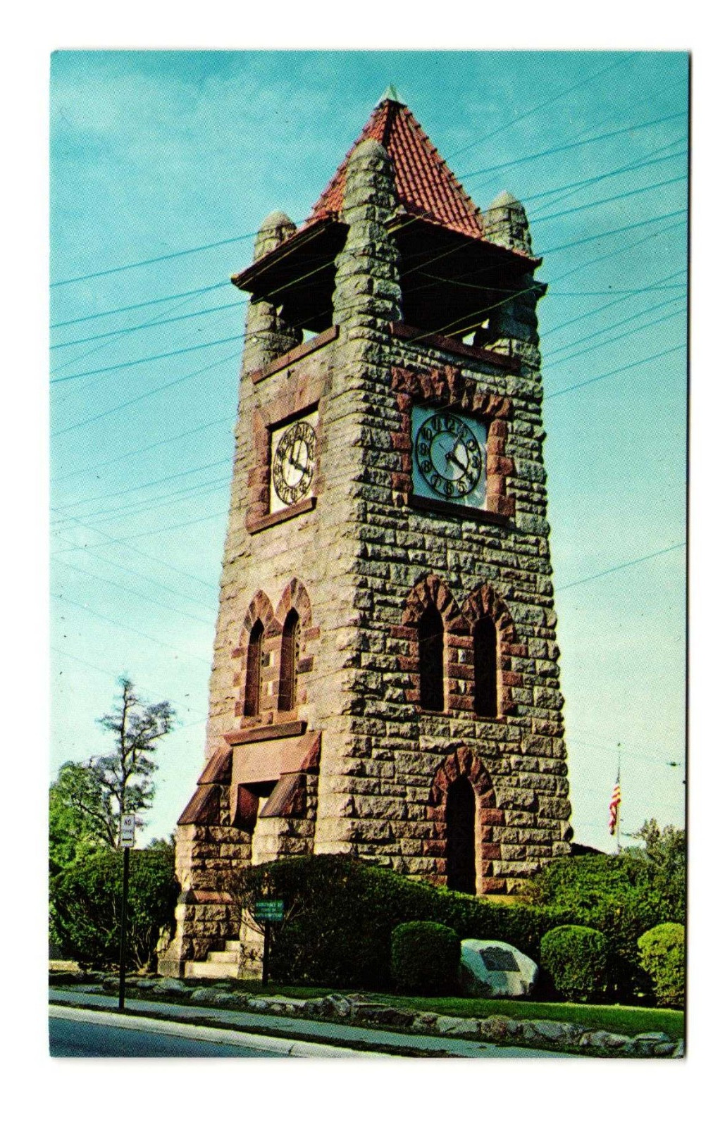 Historic Long Island Roslyn clock tower vintage postcard unposted
