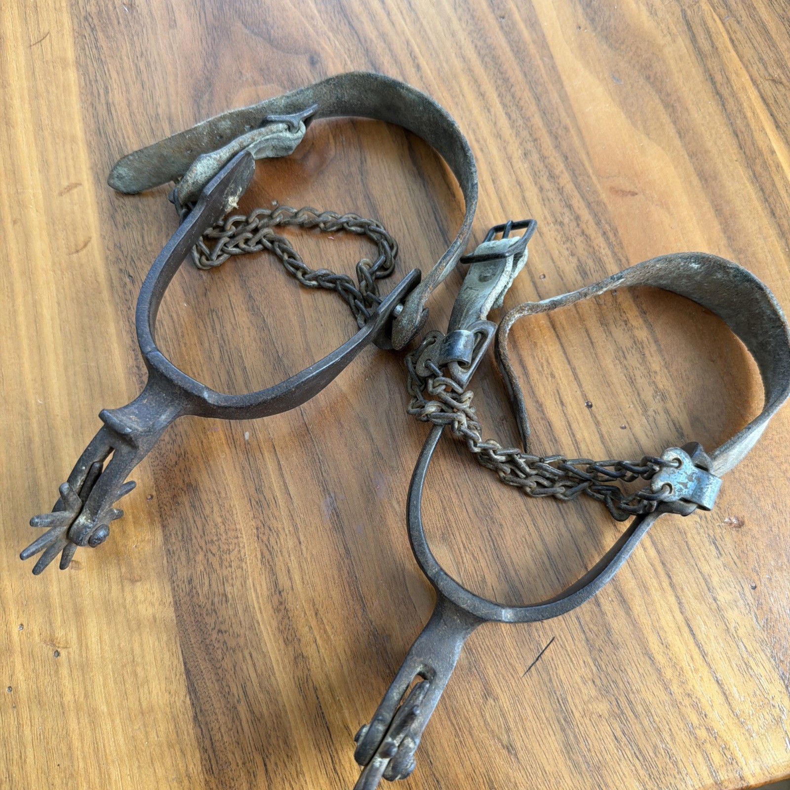 Antique Pre-1926 August Baurmann Cowboy Spurs - Steel Stamped Western Tack Patin