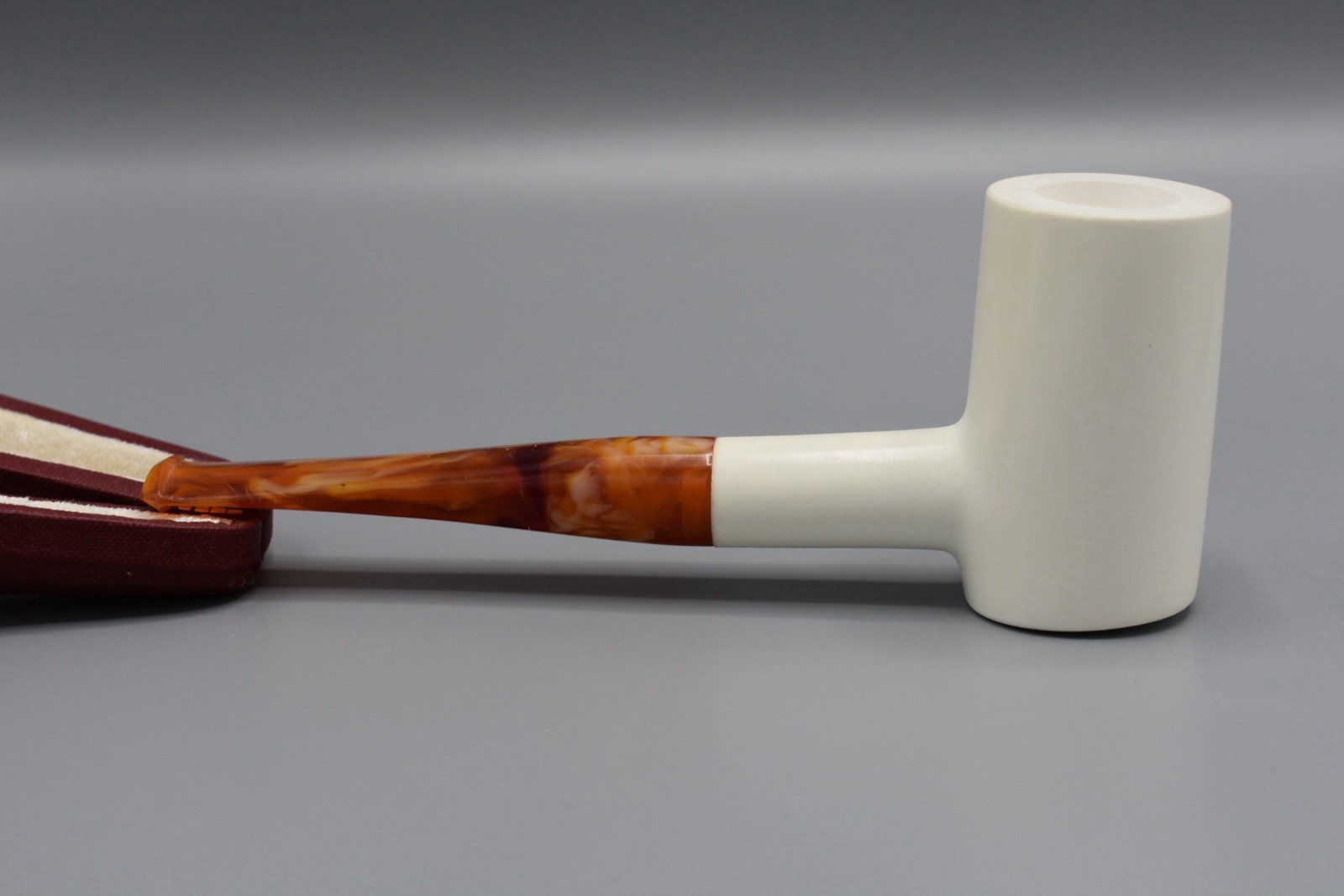 Smooth Poker Pipe New block Meerschaum Handmade W  Case#1752