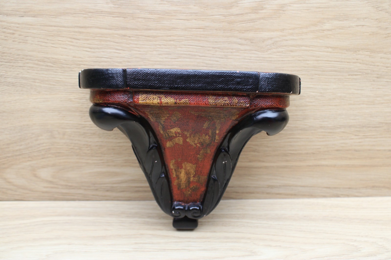 Vintage TOYO Raymond Waites Chinoiserie Wall Shelf Red Black Asian Decor