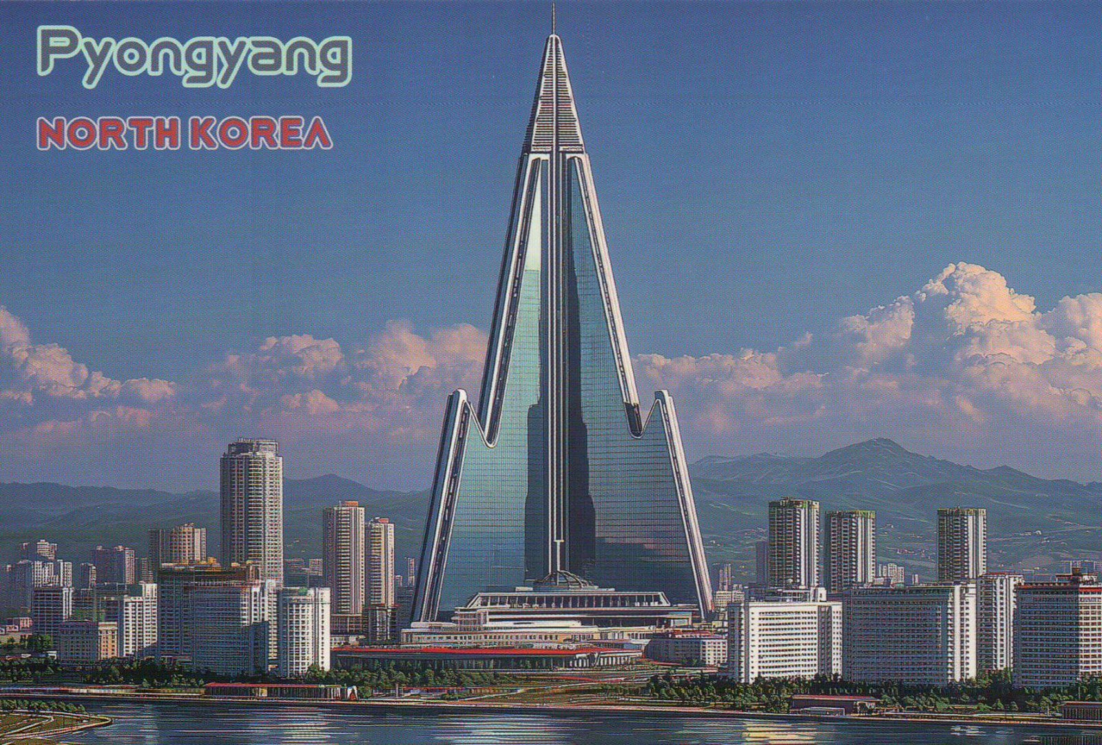 Ryugyong Hotel Pyongyang North Korea Asia, Skyscraper Pyramid -- Modern Postcard