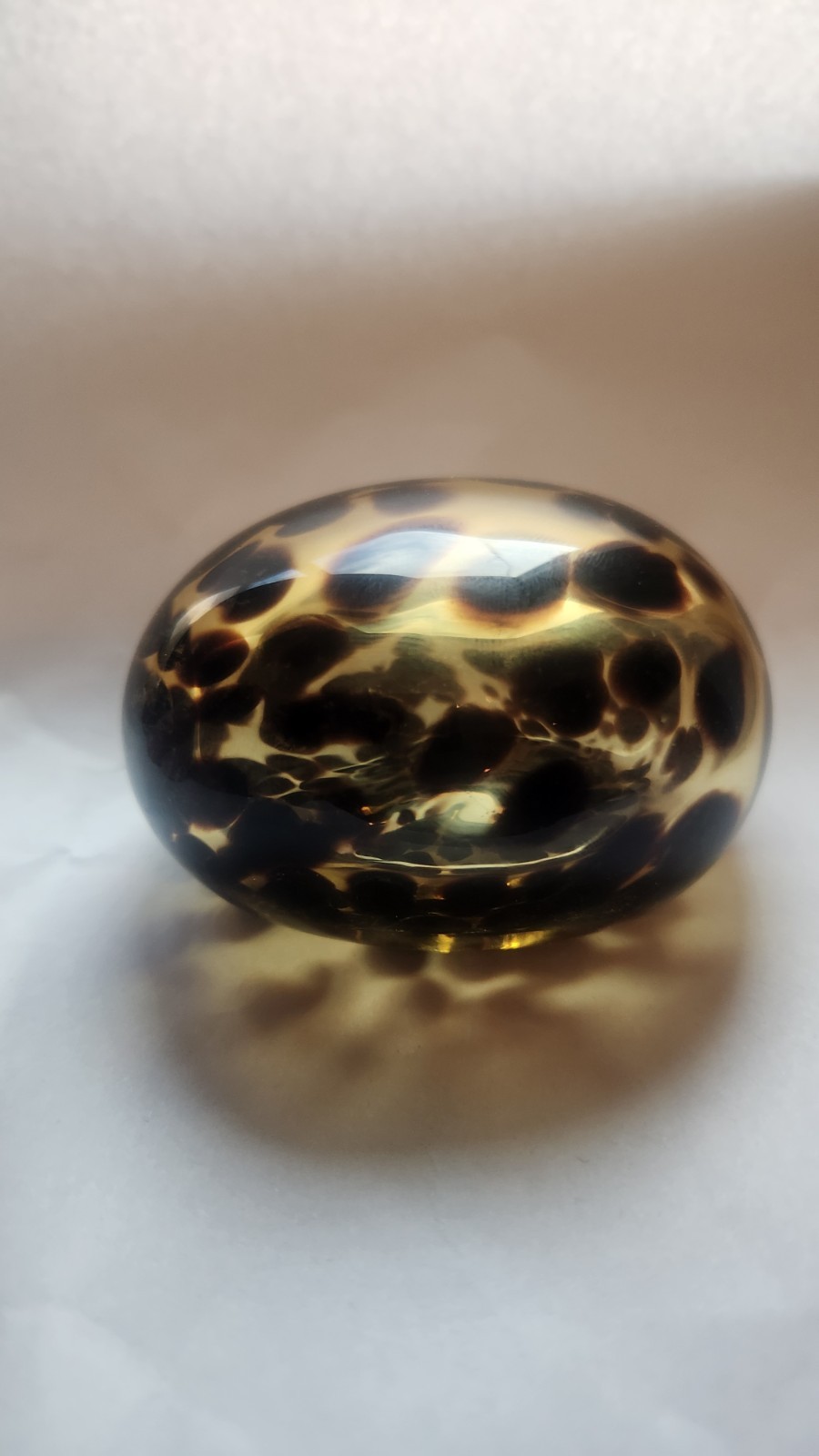 Sugahara Craft Glass Japan Amber Tortoise Shell Hand Blown Art Glass Paperweight