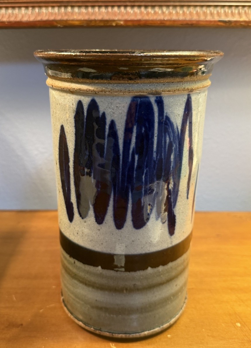 VINTAGE JOEL EDWARDS VASE STUDIO ART POTTERY BLUE ABSTRACT FREEFORM DECORATION