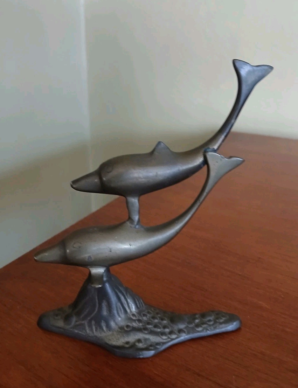 Vintage Brass Double Dolphin Statue Decor Figurine Nautical 5.5 Vintage Brass Double Dolphin Statue Decor Figurine Nautical 5.5