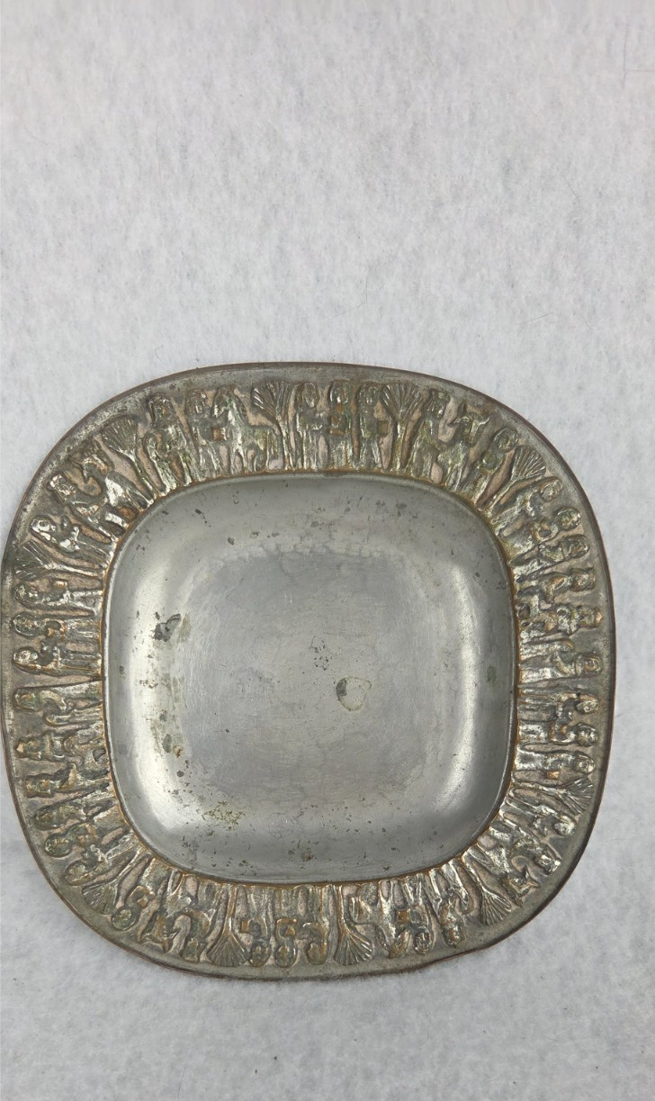 Vtg Margit Tevan Hungarian Silversmith Brutalist Figural Metal Dish Signed 6 Vtg Margit Tevan Hungarian Silversmith Brutalist Figural Metal Dish Signed 6