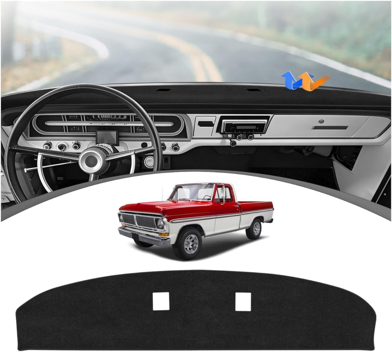 Dashboard Cover Mat for 1967-1972 F100 F250 F350 Pickup Truck Interior