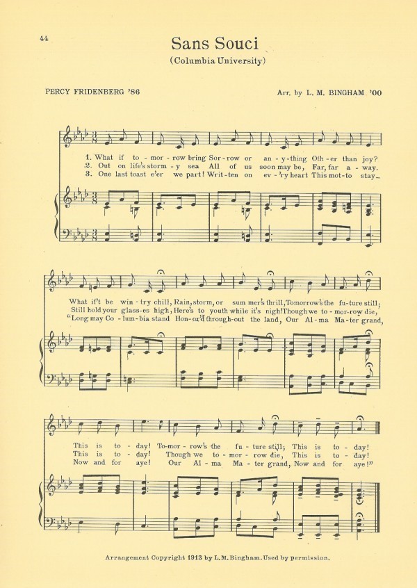 COLUMBIA UNIVERSITY Vintage Song Sheet c1927:  \