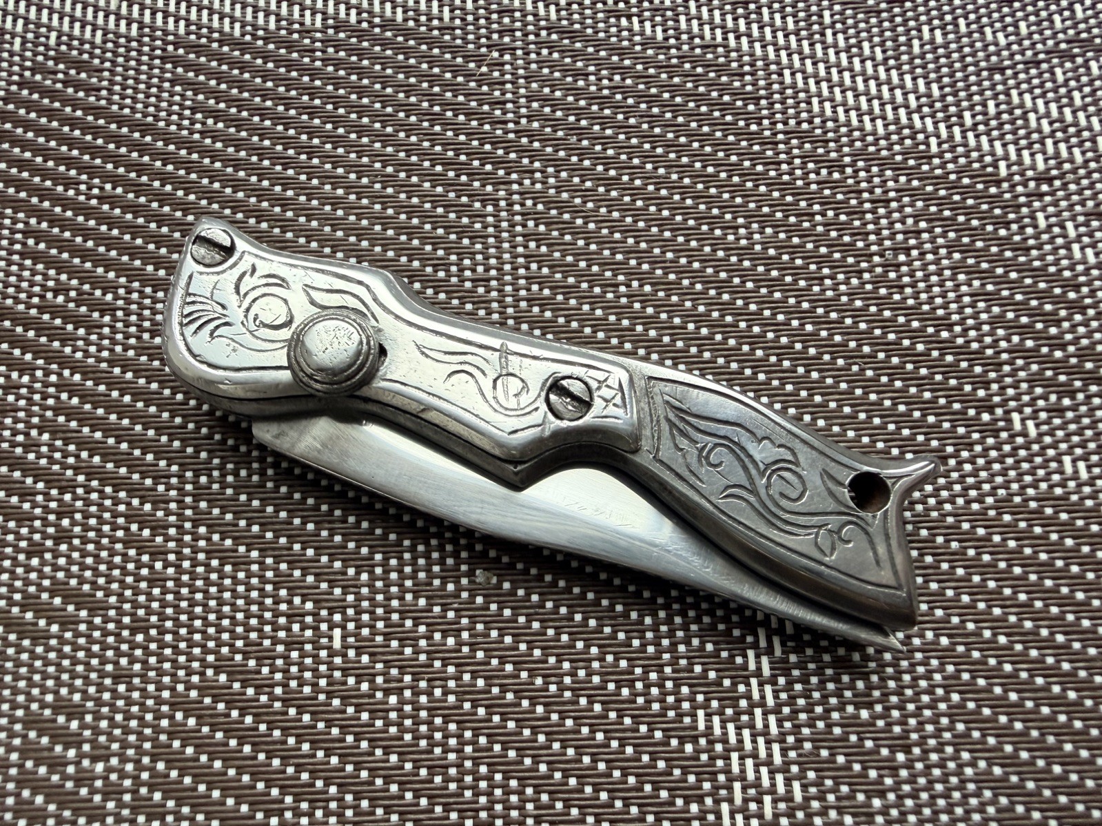 Vintage RARE Soviet Pocket Folding Frame Knife Prison ITK Handmade