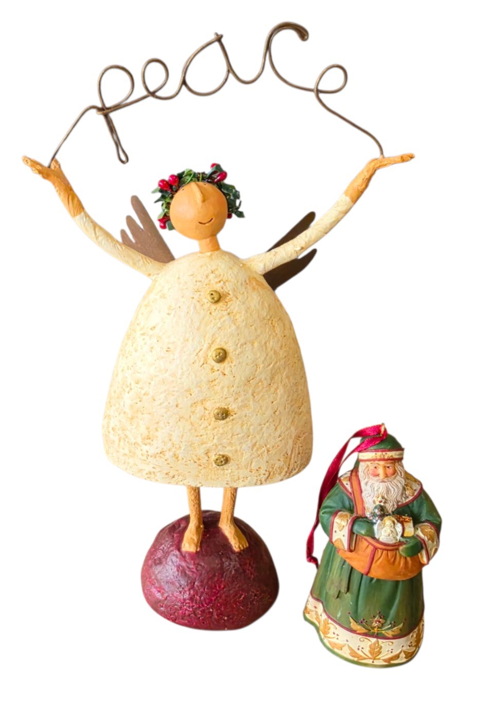 Demdaco Mistletoe Manor Large 10” PEACE ANGEL Figurine Primitive Folkart + BONUS Demdaco Mistletoe Manor Large 10” PEACE ANGEL Figurine Primitive Folkart + BONUS