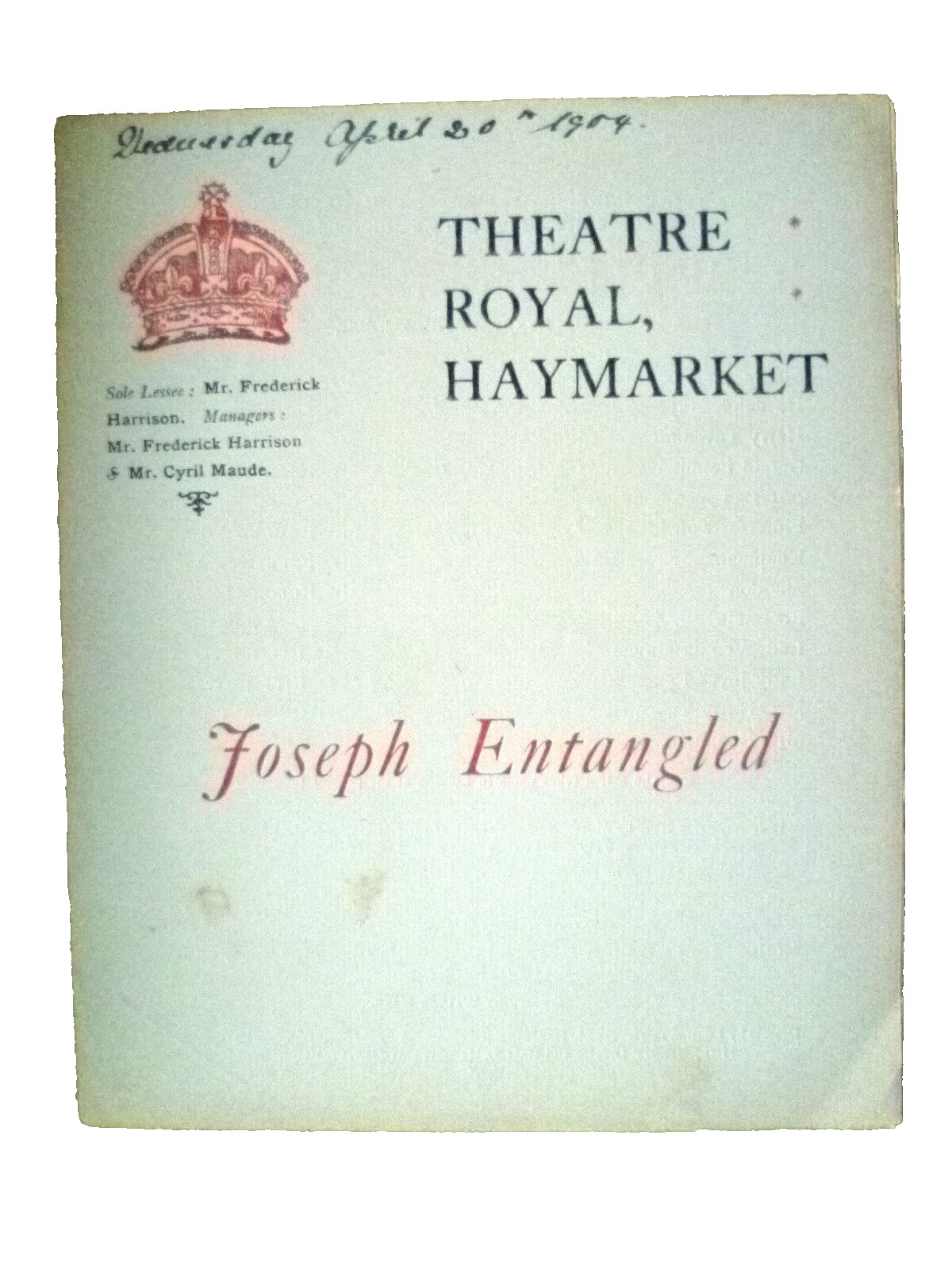 1904 Joseph Entangled / The Widow Woos Cyril  Maude Ellis Jeffrys Rita Jolivet