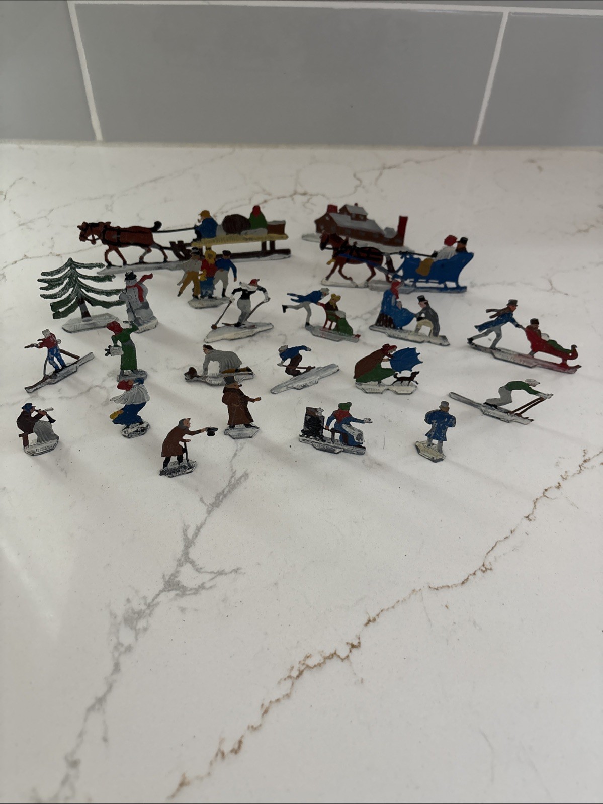 Authentic Antique Hans Heinricksen Flat Lead Figures-22 set- Authentic Antique Hans Heinricksen Flat Lead Figures-22 set-