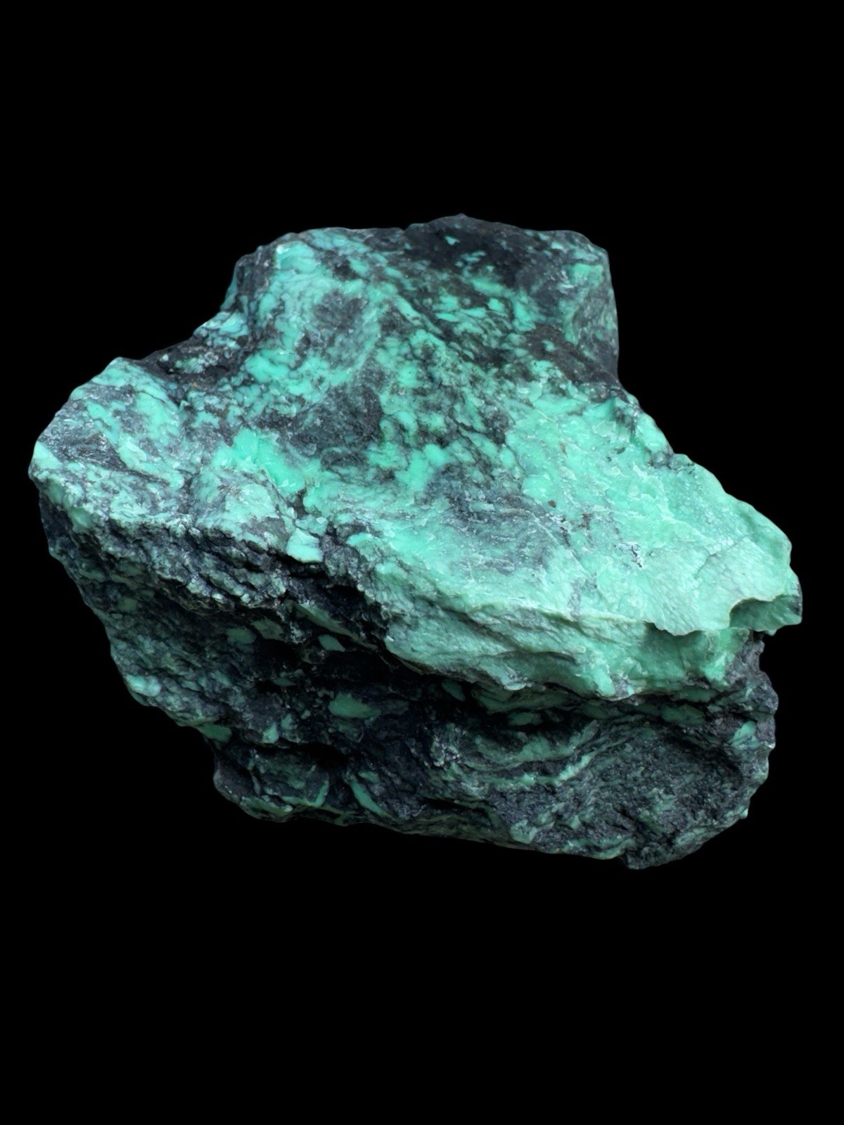 Natural Emerald Rose Variscite Solid High Quality Green with Black matrix 