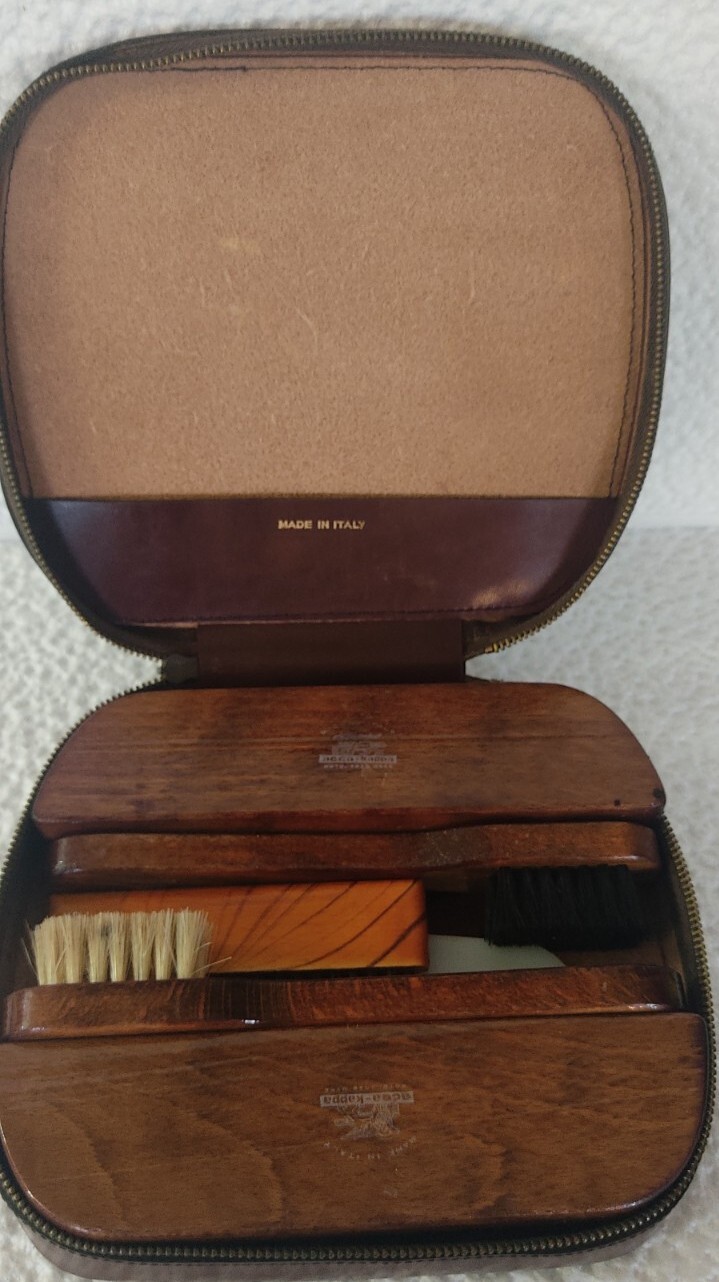 Acca Kappa Vintage Shoe Brush Set With Original Case Made In Italy