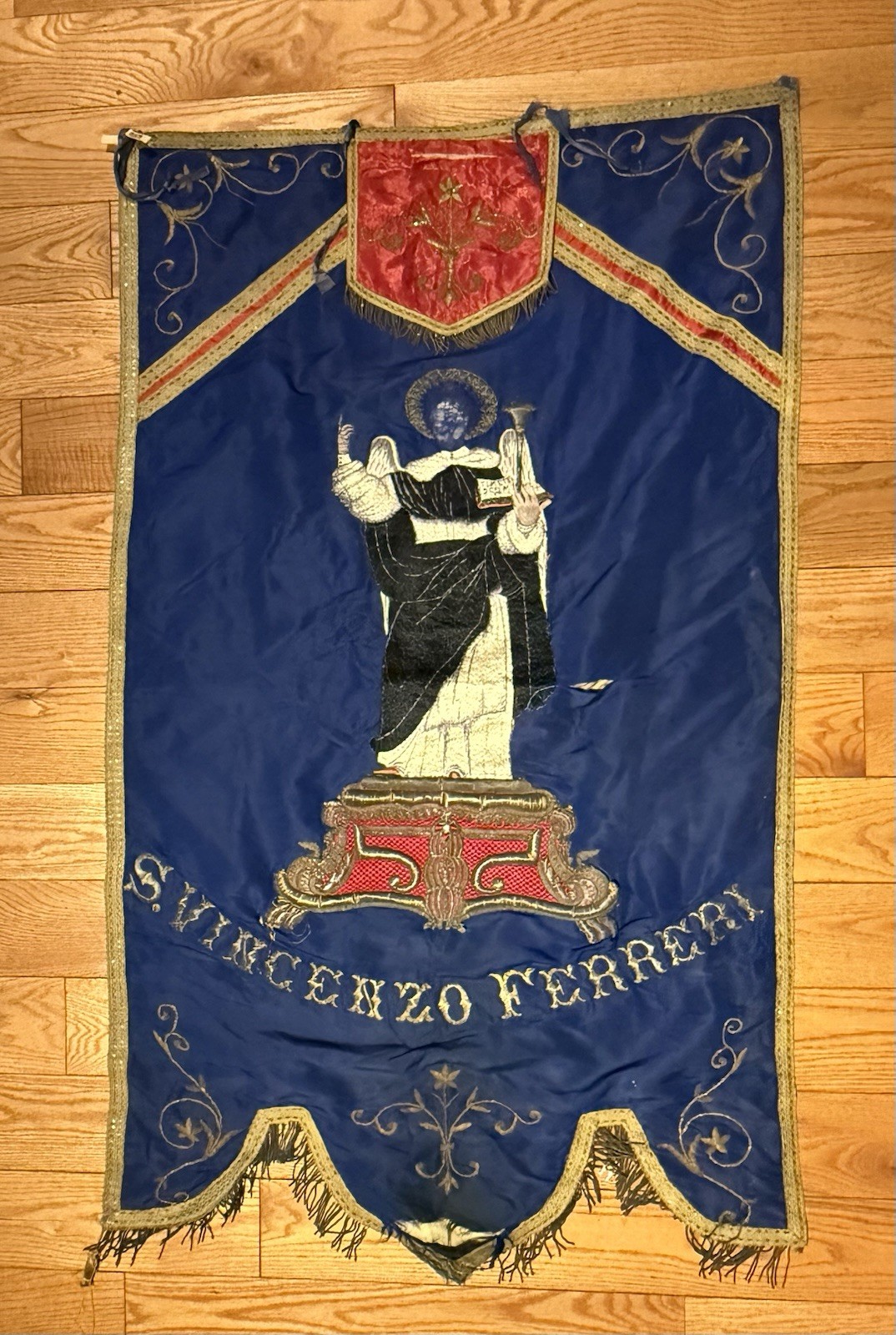 Vintage Catholic Processional Banner Dedicated To St Vincent Ferrer Banner Vintage Catholic Processional Banner Dedicated To St Vincent Ferrer Banner