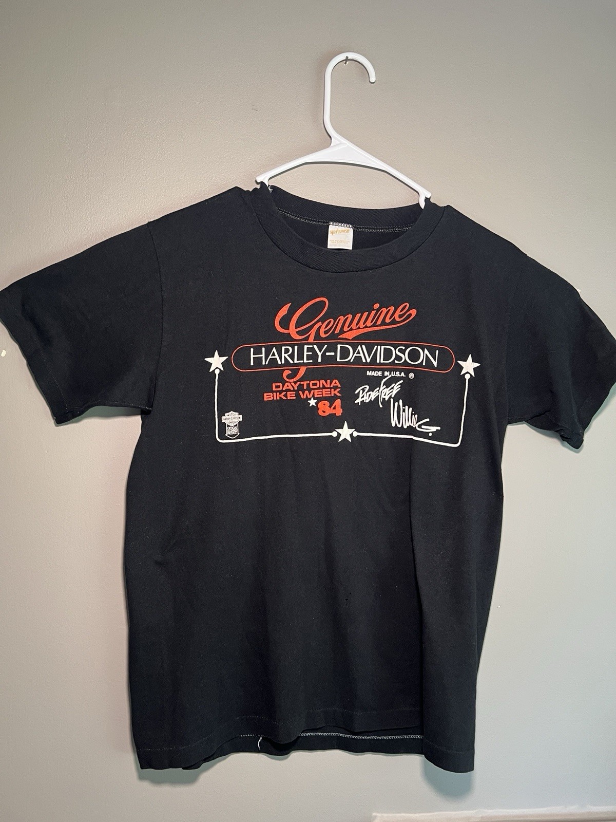 HARLEY DAVIDSON Vintage 1984 Daytona Bike Week Ride Free Single Stitch Med VG+