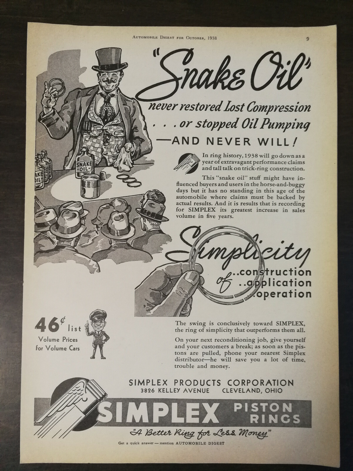 Vintage 1939 Simplex Piston Rings Full Page Original Ad 1221 Vintage 1939 Simplex Piston Rings Full Page Original Ad 1221
