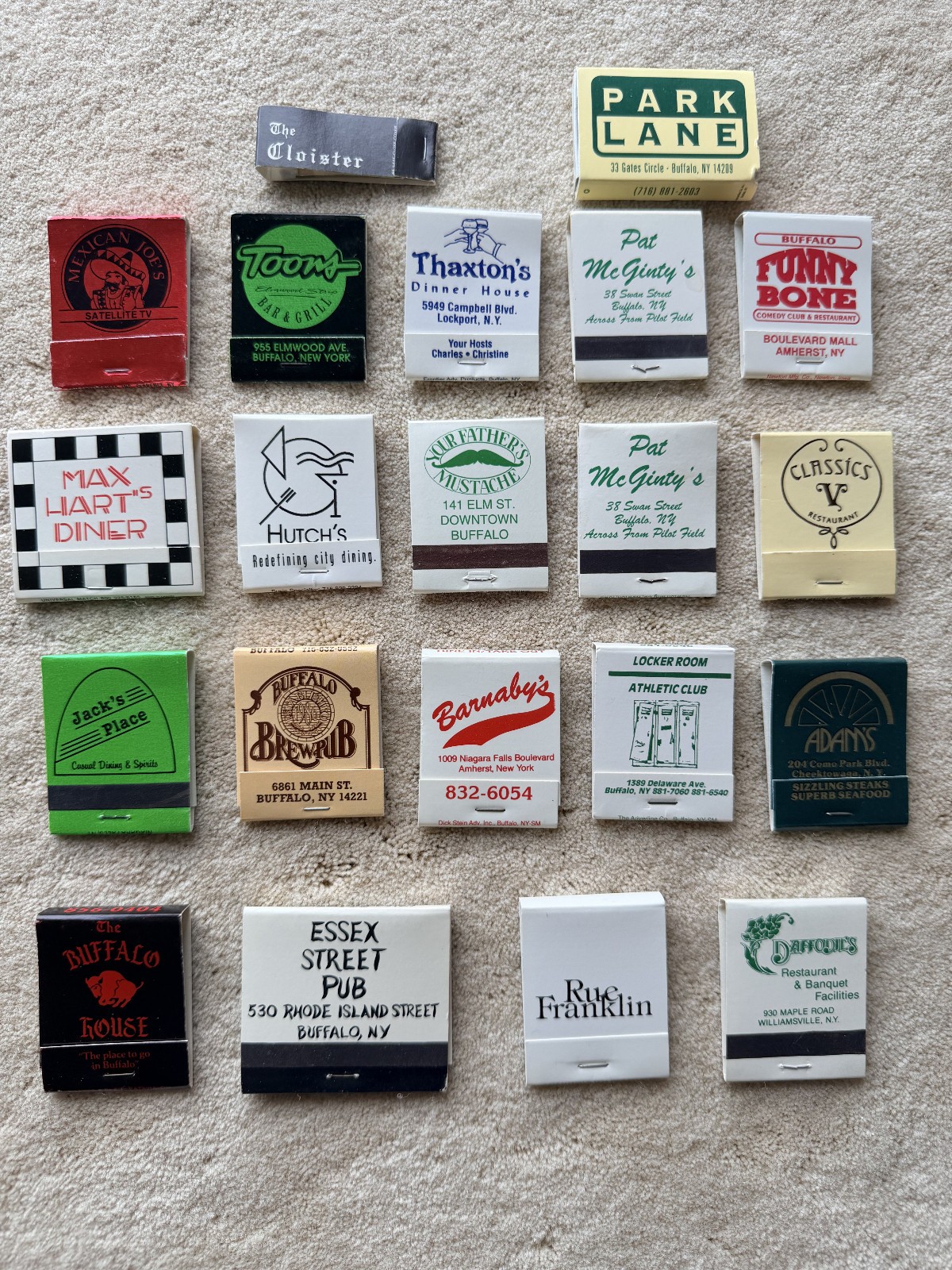 18 Vintage Matchbooks Unstruck from Buffalo, NY - Very Cool Nostalgia