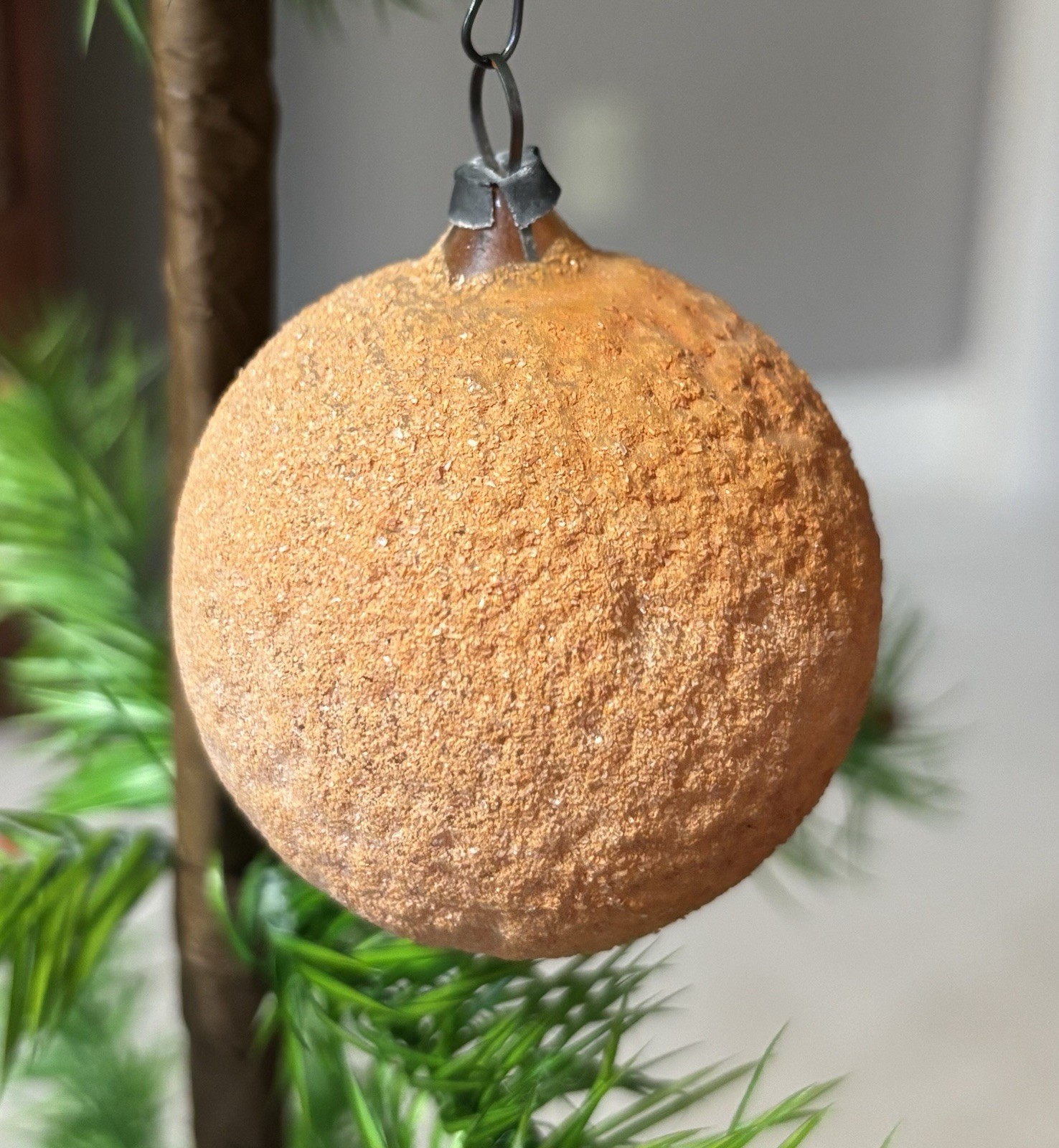 Fantastic Antique Glass Orange Mica Christmas Ornament Germany 