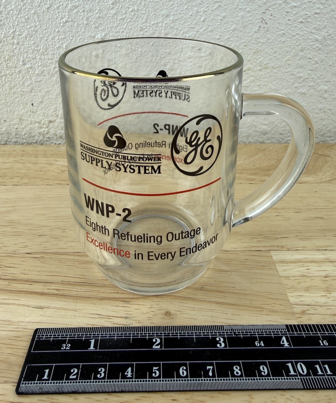 Vintage GE WNP-2 Glass Promotional Cup Mug Washington Nuclear Power Hanford Site