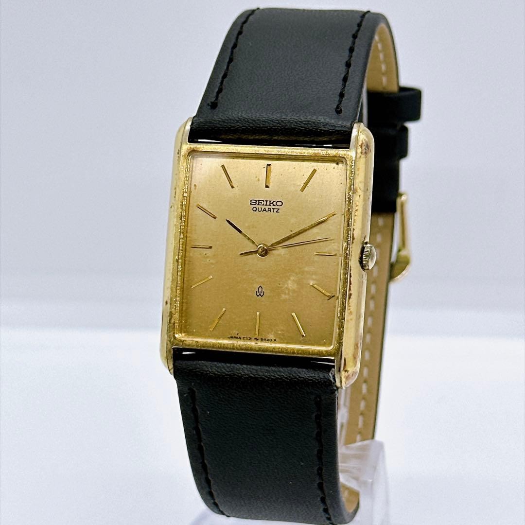 Seiko Vintage Gold Square Quartz Men's Watch, New Battery, Good Condition