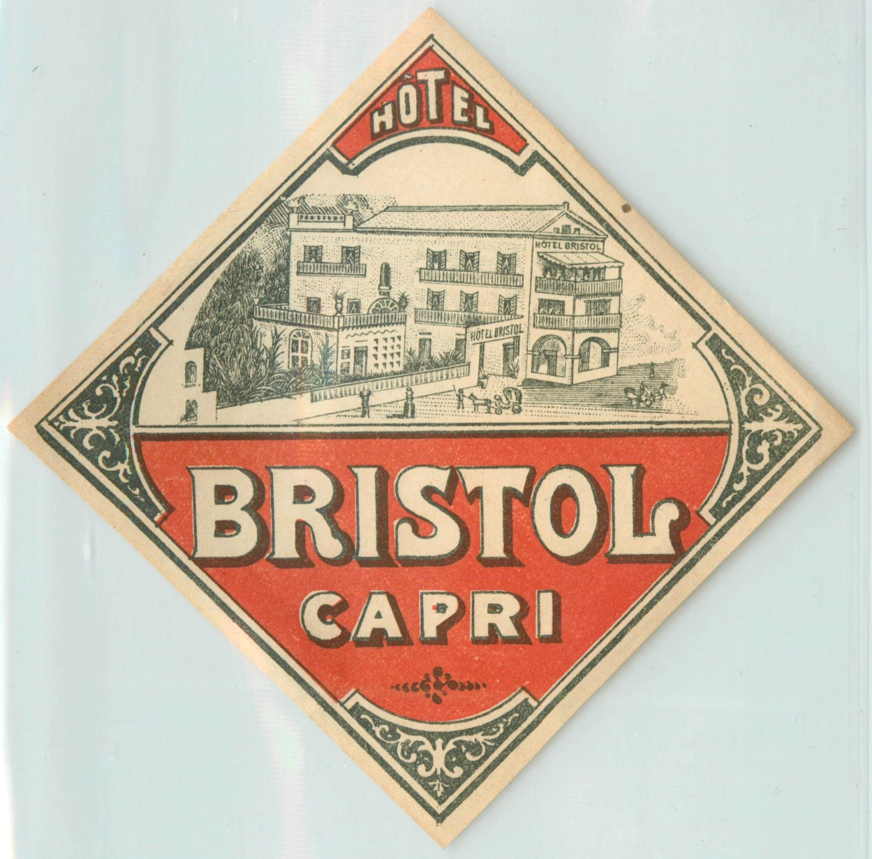 Hotel Bristol ~CAPRI - ITALY~ Historic & Scarce Early Luggage Label, c. 1900
