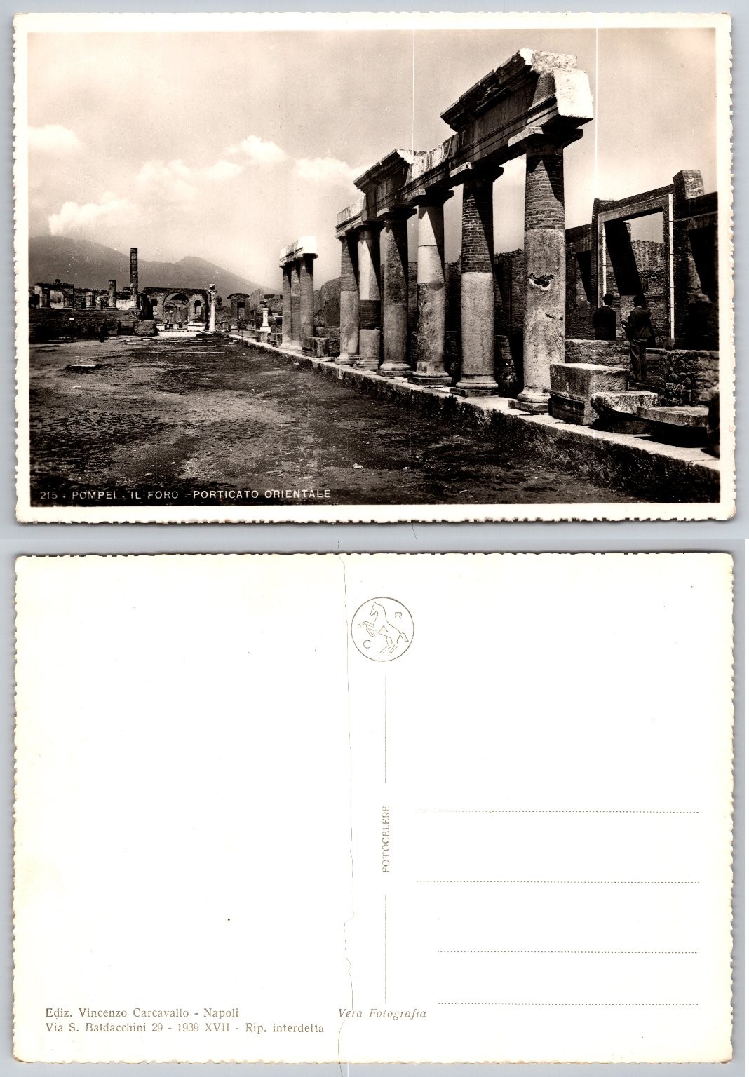 1939 Pompeii Forum Eastern Portico RPPC Italy Ancient Ruins Postcard