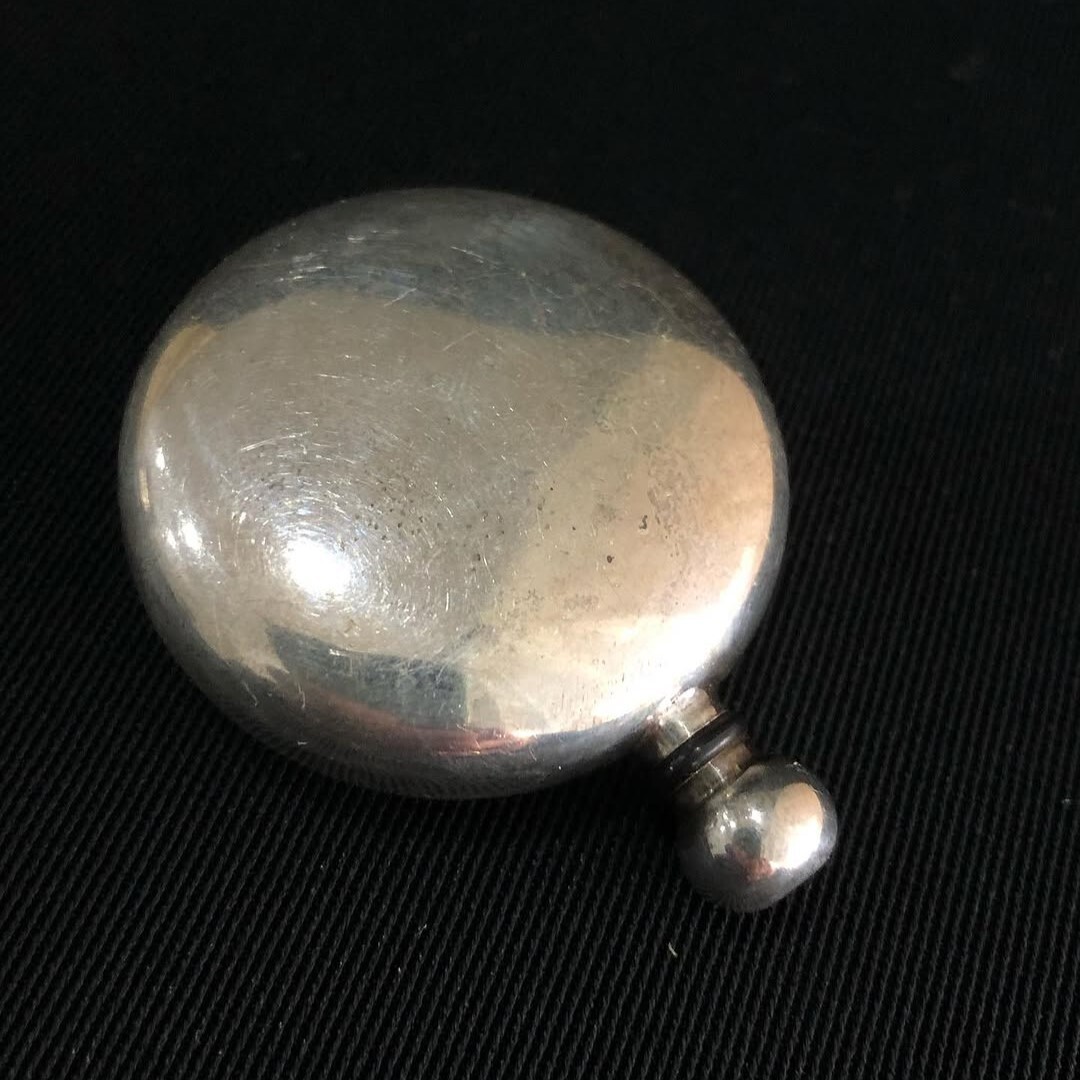 Vintage Silver Perfume Bottle Italy Silver 800 Signed Collectible Round Vintage Silver Perfume Bottle Italy Silver 800 Signed Collectible Round