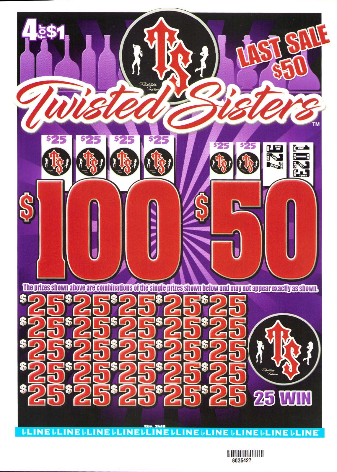 Pull Tab Tickets - Jar - Game - Twisted Sister - 885 ct