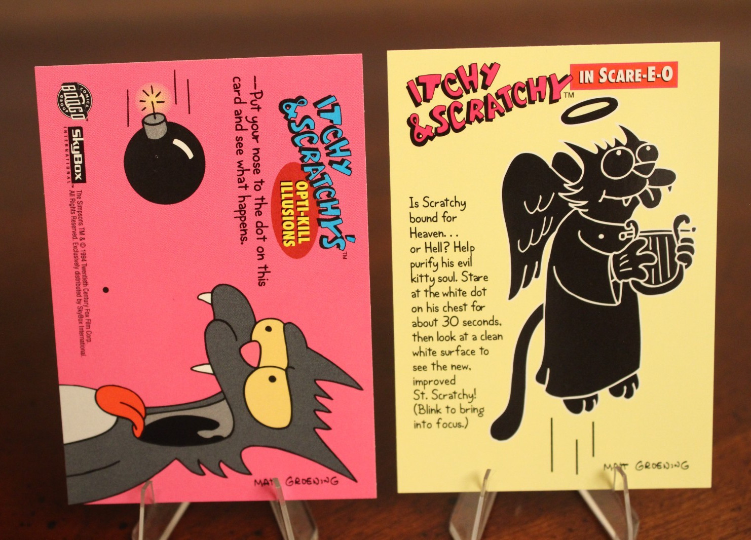 2 Itch & Scratchy\'s 1994 Skybox Simpsons Character Card #I8 #I16 Vintage I 8 16