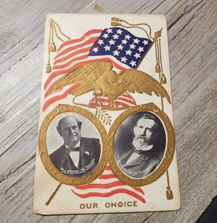 1908 William Jennings Bryan John Kern Campaign Postcard Embossed Political Card