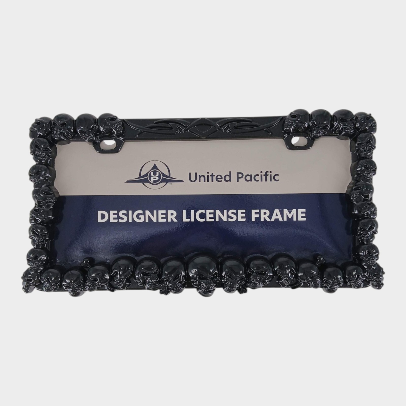 United Pacific Die-Cast Metal Skull License Plate Tag Frame Holder for Car/Truck