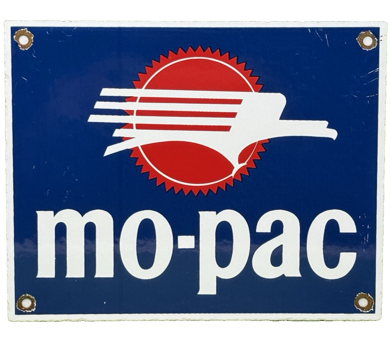 VINTAGE MO-PAC PORCELAIN SIGN TRAIN STATION GAS OIL RAILROAD FREIGHT