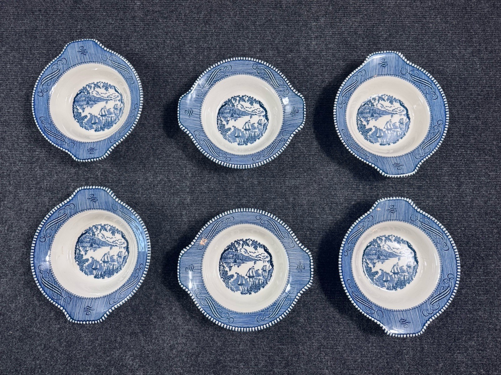 Royal Currier & Ives Lugged Bowls Lot 6 Blue White A Suburban Retreat 7\