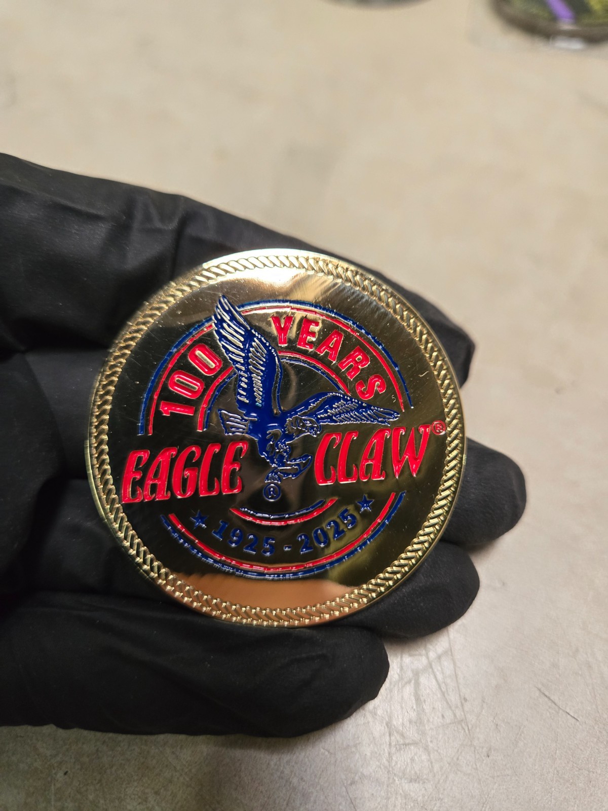 100 Years Eagle Claw Wright Mcgill Fishing tackle Challenge coin rare