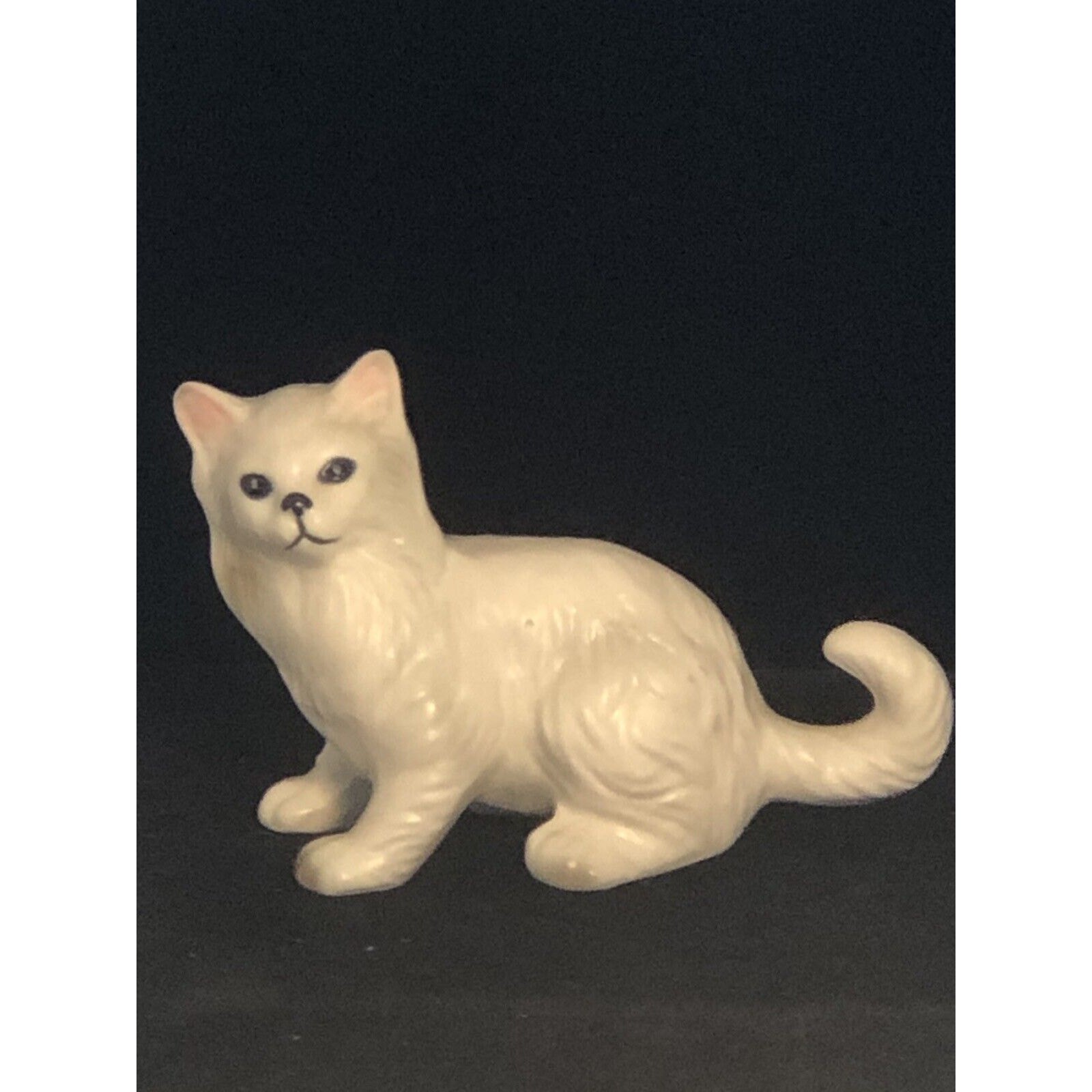 3” Vintage Lefton Bone China Fluffy White Small White Cat Figurine
