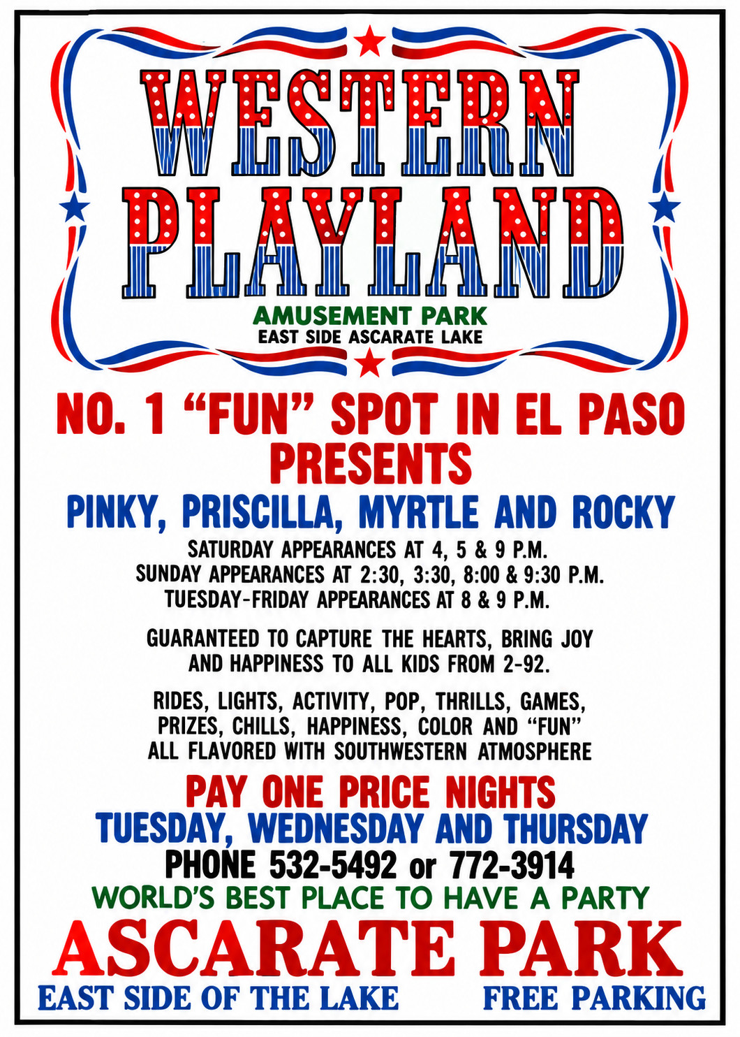 Vintage Western Playland Amusement Park Ad Magnet – El Paso, Texas