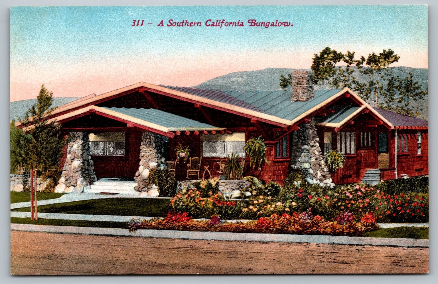 Vintage Southern California Bungalow Home Architecture Postcard c1910s