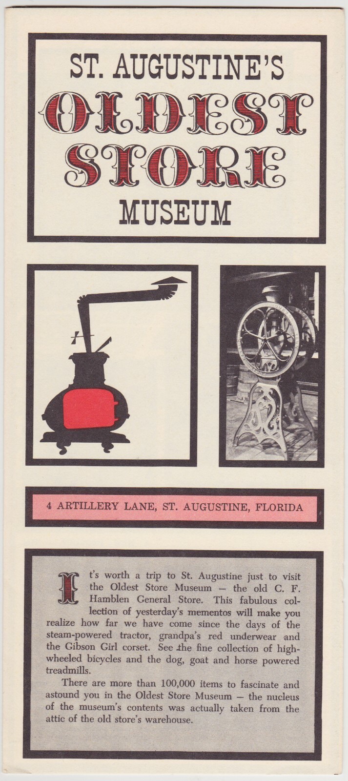1960's St. Augustine's Oldest Store Museum Brochure 1960's St. Augustine's Oldest Store Museum Brochure
