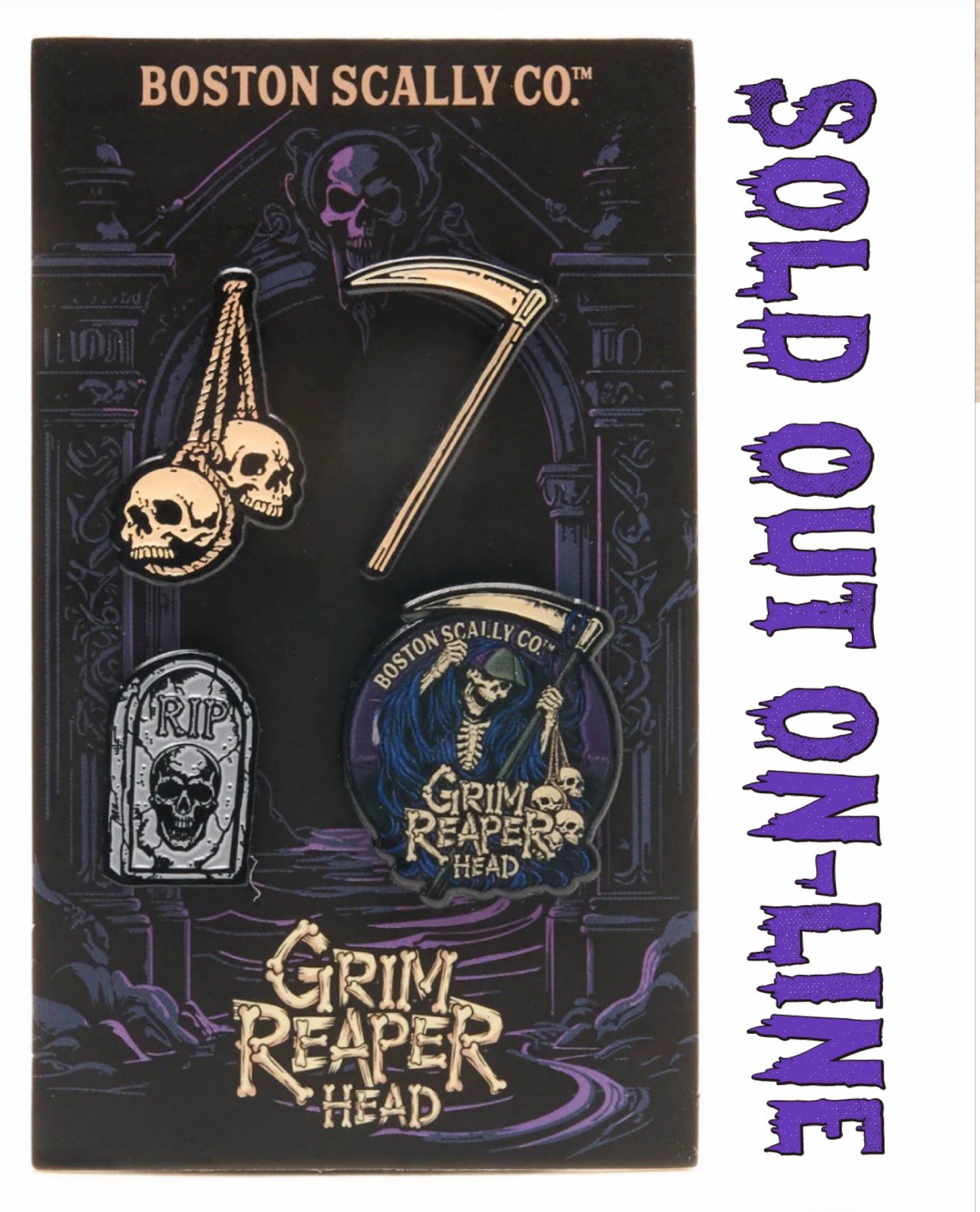 PRESALE Boston Scally Co. The Grim Reaper Head Pin Set SOLD OUT