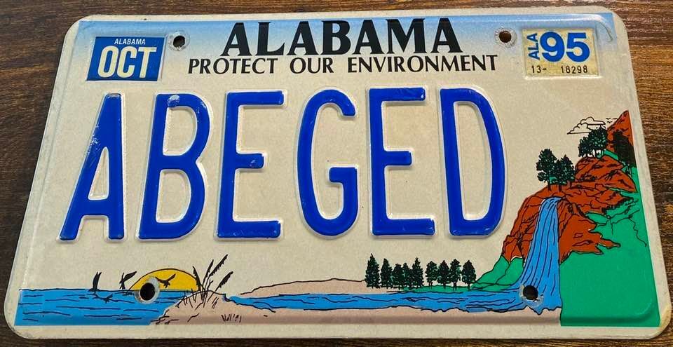 ABEGED Vanity License Plate Alabama ABE GED Instructor Adult Education 