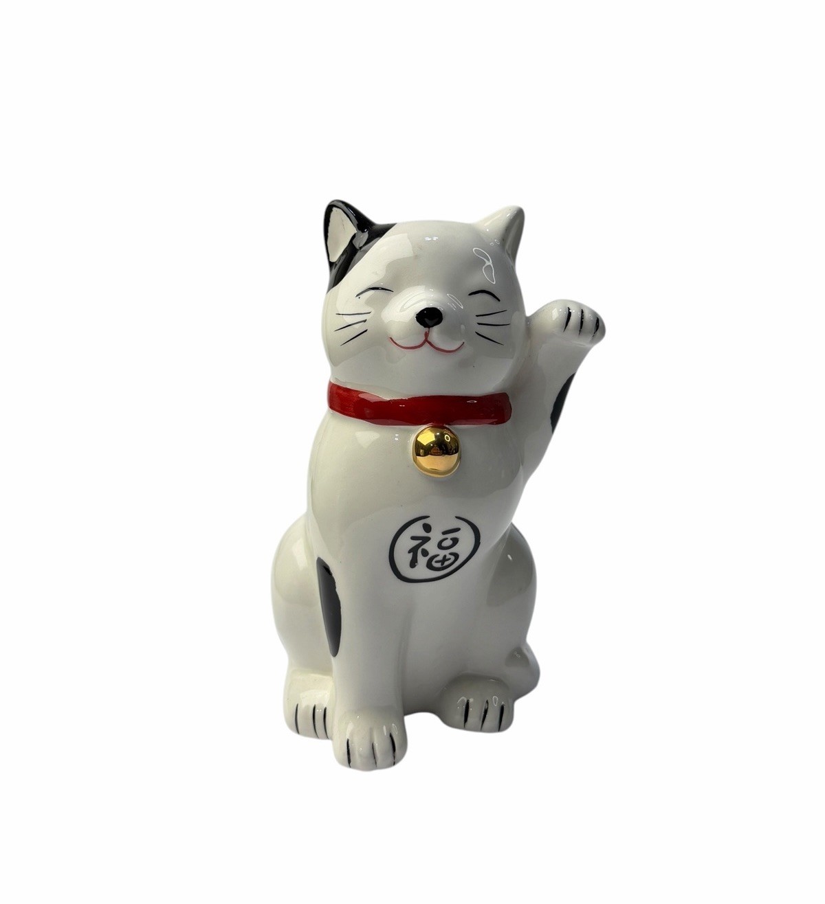 Japanese Maneki Neko Lucky Cat Ceramic Coin Bank Figurine 7” with Plug