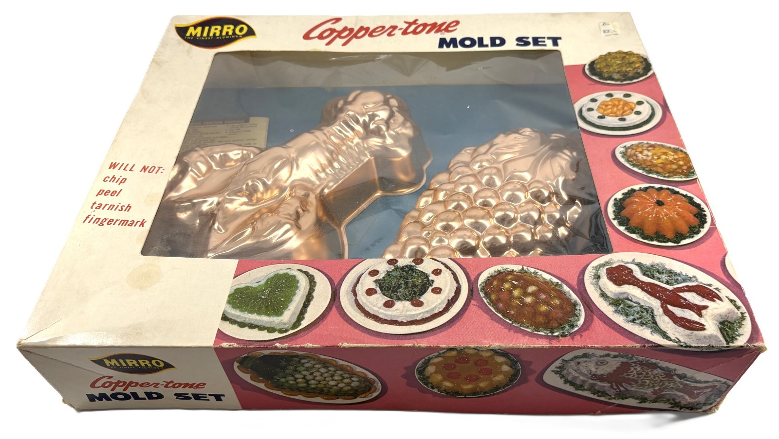 VTG Mirro Copper Tone Mold Set in Original Display Box w/instructions USA - NOS VTG Mirro Copper Tone Mold Set in Original Display Box w/instructions USA - NOS