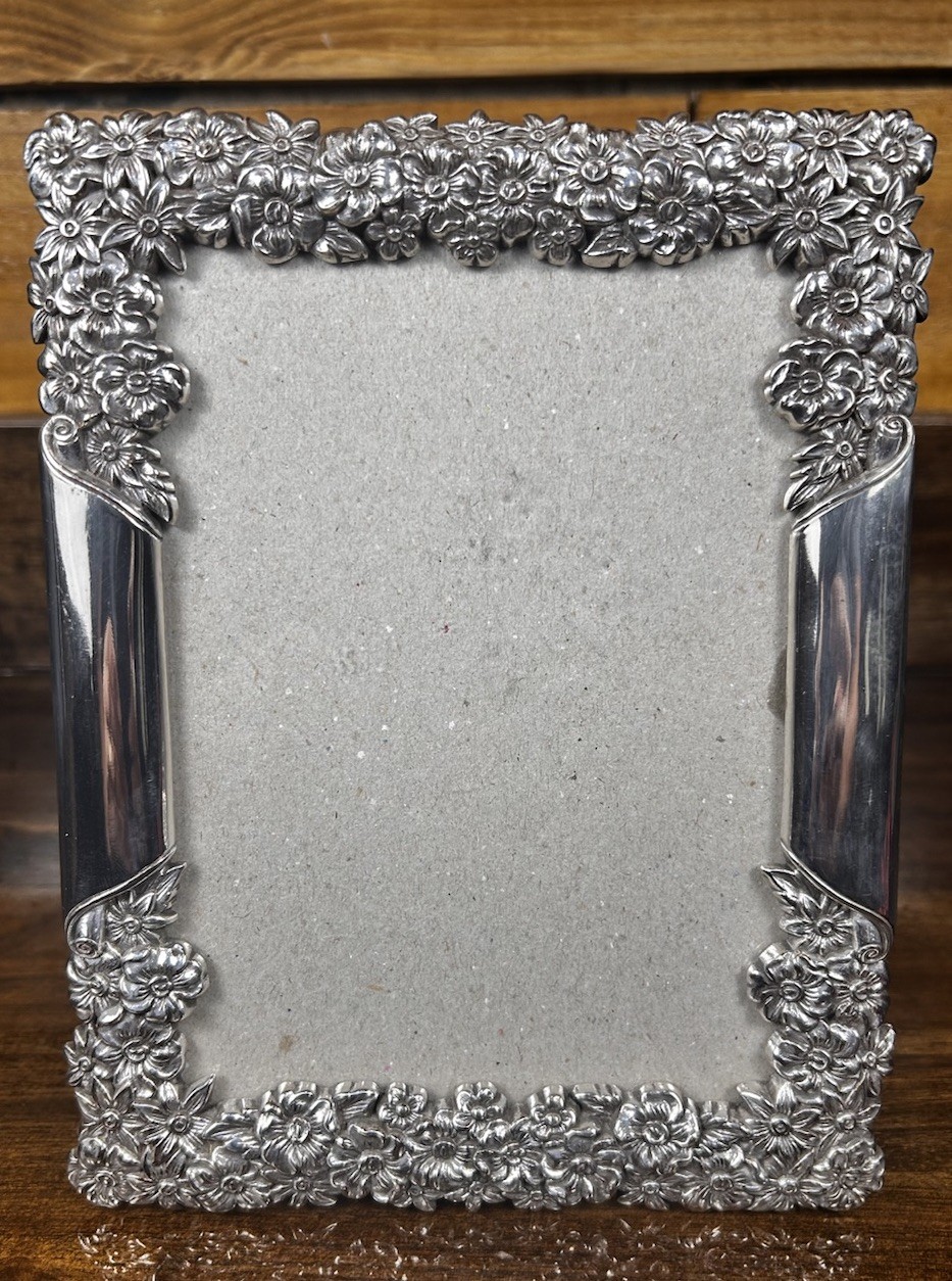 Vintage Brighton Picture Frame Silver Floral 5x7 Decorative Photo Frames