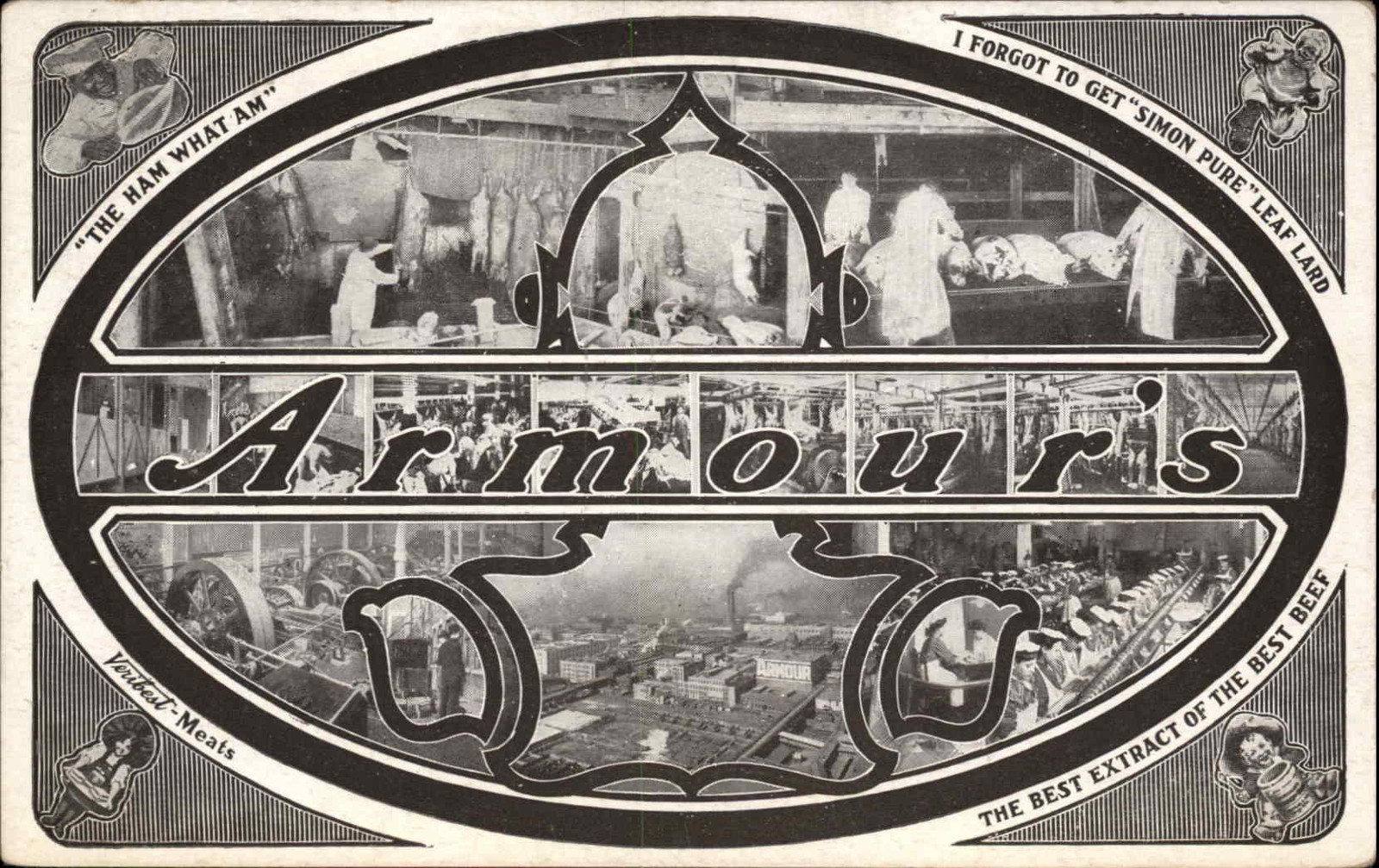 Armour\'s Meatpacking Factory Workers Occupation c1930s-40s Vintage Postcard