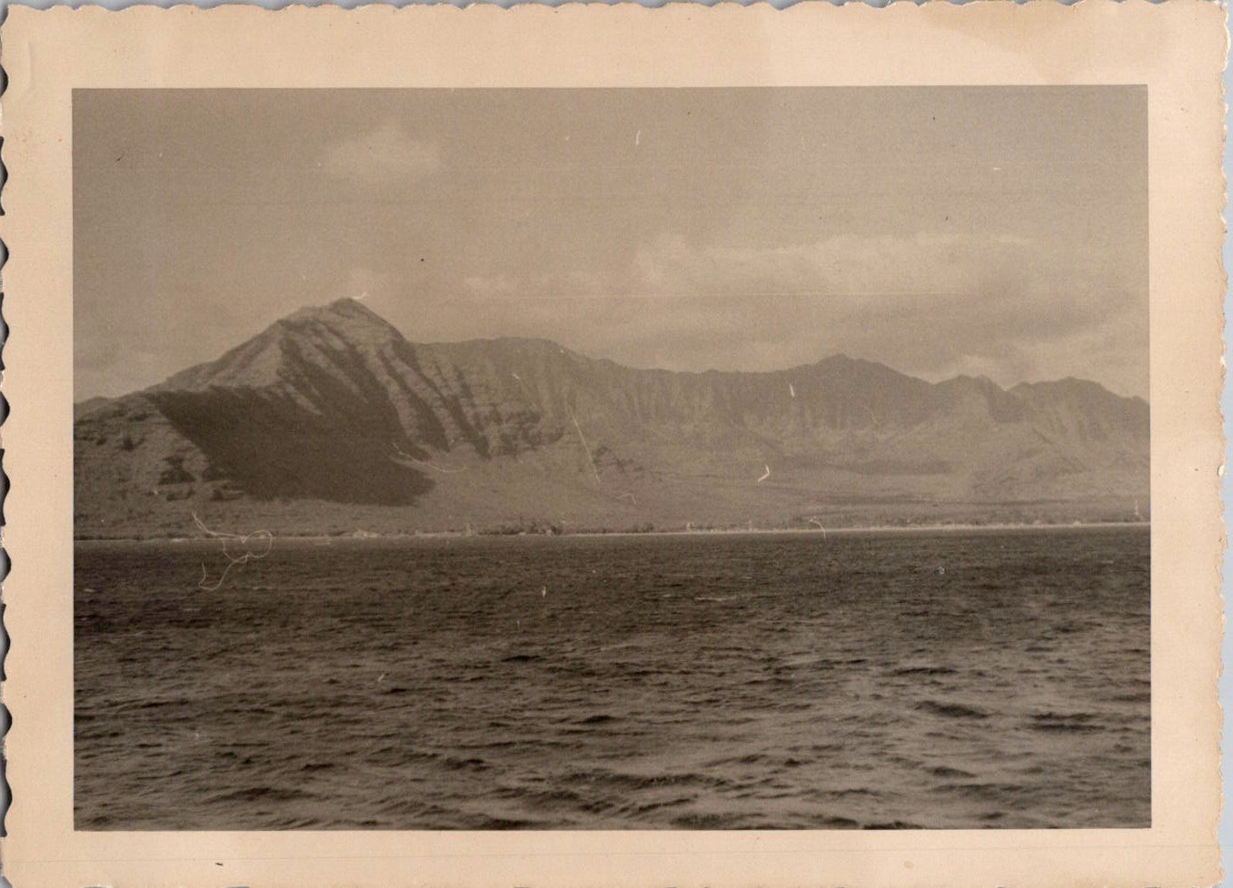 1951 Vintage Photograph Waianae Oahu Hawaii Coastal Mountains Ocean Scenery